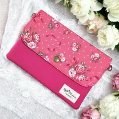 薔薇　ブーケ　通帳•お薬手帳ケース　マルチケース　2way仕様 　No.131