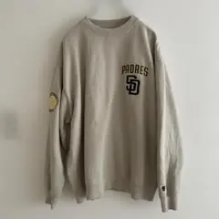 MLB パドレス 刺繍ワッペン スウェット 裏起毛 ベージュ