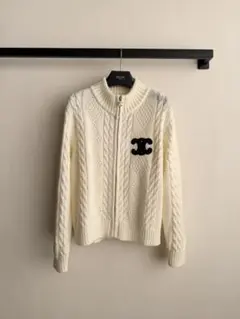 CELINE ケーブルニット ジップアップ アイボリー