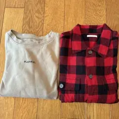 GU トレーナー&チェックシャツセット　140