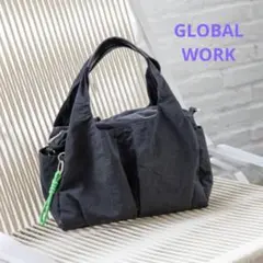 美品　GLOBALWORK　2way ポケットファスナートートS　ブラック