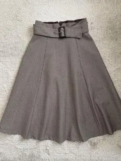 Mystrada 千鳥格子 フレアスカート ベルト付き 38