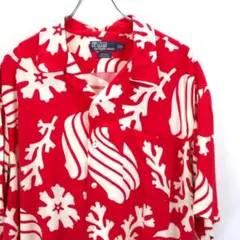レーヨン 90s ポロ ラルフローレン 総柄 ADAMS 半袖 シャツ アロハ