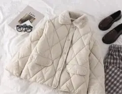 白 アウター キルティング