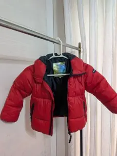 レッド フード付きダウンコート 110