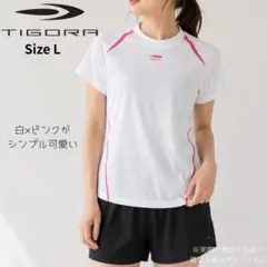 ティゴラ スポーツ Tシャツ L 白 ピンク 吸汗速乾 半袖 ランニングのサムネイル