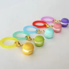 スイーツチャーム　マカロン　ハンドメイド　レジン　めじるしマーカー(5個セット)
