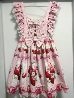 ロリィタ いちごリボン柄 ピンクJSK