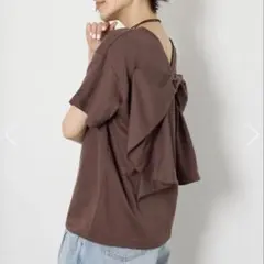 完売色　ロデオクラウンズ　ビッグリボン2WAY Tシャツ　ブラウン　Sのサムネイル