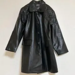 00s 昭和レトロ Y2K【F】コウウッド フェイクレザーコート ブラック