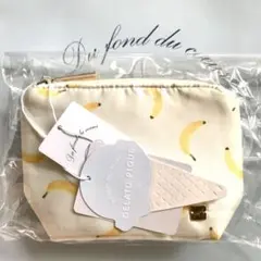 新品　未使用　ジェラートピケ バナナ柄 ティッシュケース付きポーチのサムネイル