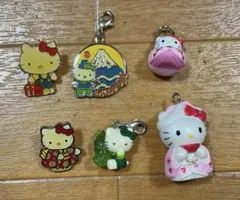 ハローキティ キティちゃん チャーム ストラップ ピンズ レトロ 6個 まとめ