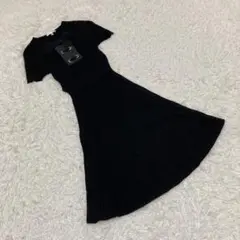 PAULE KA ポールカ 半袖リブニットワンピース　無地　りぼん　黒　S