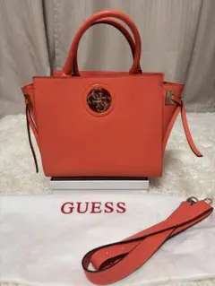 GUESS ハンドバッグ オレンジ ショルダー付き 美品 レディース