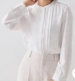 新品OPAQUE.CLIPブラウス シャツ 通勤対応」タックブラウス洗濯機OK