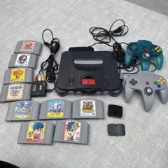 ★任天堂 ニンテンドー64 本体、ソフト9本セット★ケーブル付き