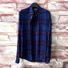【美品】ZARA MAN ネイビー レッド チェック ボタンダウンネルシャツ⭐️