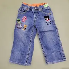 クマ刺繍デニムハーフパンツ 130cm