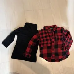 COMME CA ISM チェックシャツ90 UNIQLOタートルネック80