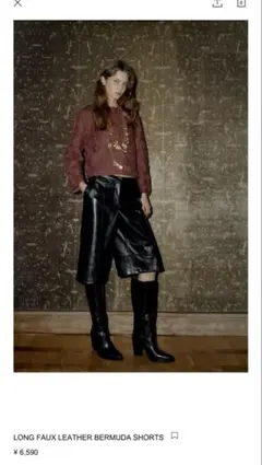 【タグ付き・新品】ZARA ザラ　ブラックレザー ハーフパンツ XS