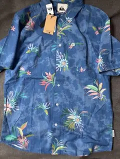 値下げ QUIKSILVER アロハシャツ ブルー Mのサムネイル