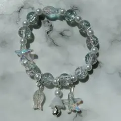 海のブレスレット 魚と星型チャーム付きガラスビーズブレスレット