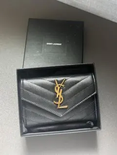 SAINT LAURENTイヴ・サンローラン マトラッセゴールドブラック 中財布