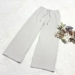 【ジーユー】GU レディース リブプルオンパンツ ベージュ S