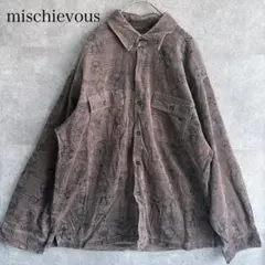 ミスチーバス　コーデュロイシャツ　総柄プリント　長袖　L ブラウン 古着　綿