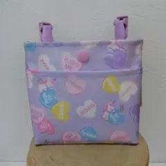 移動ポケット・ラミネート・ふたなし・マチあり・前ポケットタイプ②ハートパープル