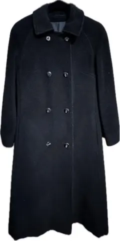 ウール カシミヤ ダブル ロングコート 黒　冠婚葬祭用にも