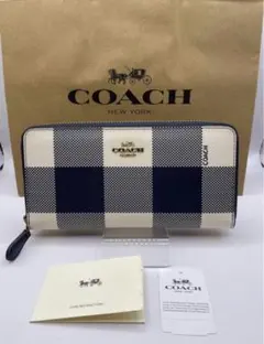 COACH    長財布 ラウンドファスナー チェック