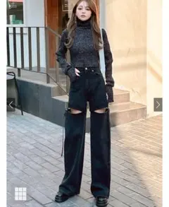 グレイル　2way スリットデニムパンツ　cu453