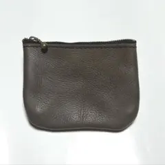 ブラウンレザー ポーチ ファスナー付き