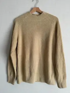 UNIQLO モックネックリブニット ベージュ L 美品