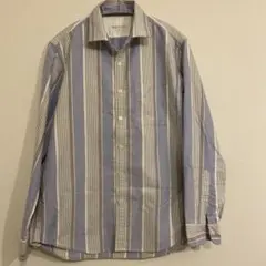 【美品】DoCLASSE 青と白のストライプ 長袖シャツ