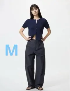 【完売品】ユニクロ　ジャージーバレルレッグパンツ　ネイビー