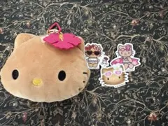 sweet 8月号 日焼けハローキティぬいぐるみポーチチャーム&ステッカー3枚