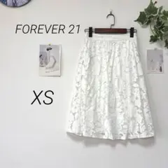 12486 FOREVER 21 総レースフレアスカート XS 白 清楚のサムネイル
