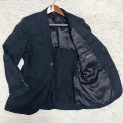 ユニクロ プレミアムリネンジャケット スリムフィット テーラード 黒 麻 背抜き