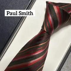 極美品　ポールスミス　ネクタイ　赤グレー　マルチカラー　ストライプ