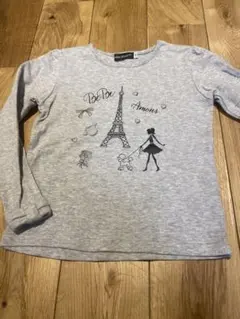 BeBe ベベ 長袖Tシャツ 110 女の子 エッフェル塔 トップス グレー