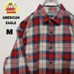 usa古着 AMERICAN EAGLE　ネルシャツM　レッドネイビー　チェック