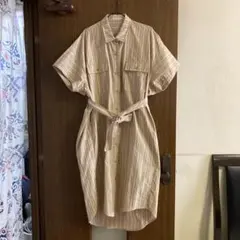 ＵＲＢＡＮ　ＲＥＳＥＡＲＣＨ ストライプ 半袖シャツワンピース コットン