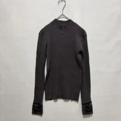forksy. 袖刺繍 リブニット トップス F チャコールグレー 長袖のサムネイル