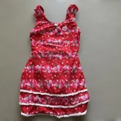 メゾピアノ　イチゴ柄赤い水着