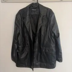 FAKSYEE フェイクレザージャケット ブラックのサムネイル