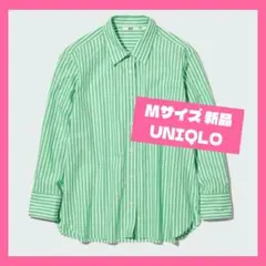 UNIQLO コットン　ストライプシャツ　グリーン