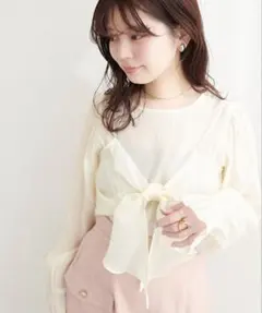 ナチュラルクチュール　リボンビスチェ＋ブラウスSET