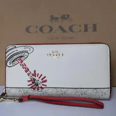 COACH コーチ 長財布 ホワイト アコーディオンジップ アラウンドC4715 